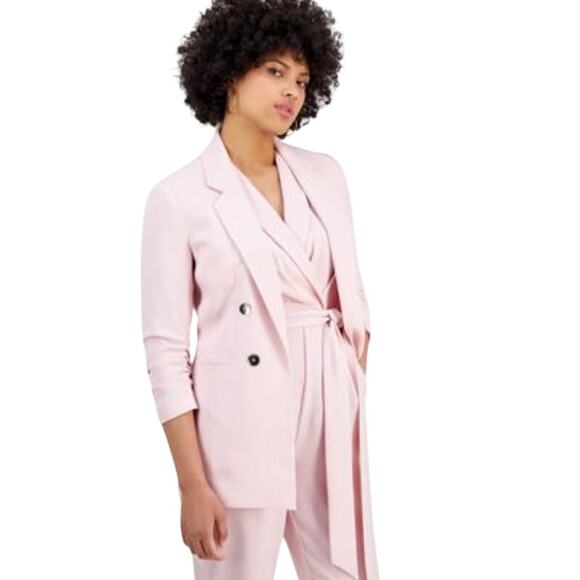 Bar III Women's Faux Double-Breasted Blazer Jacket in Rosebud Pink